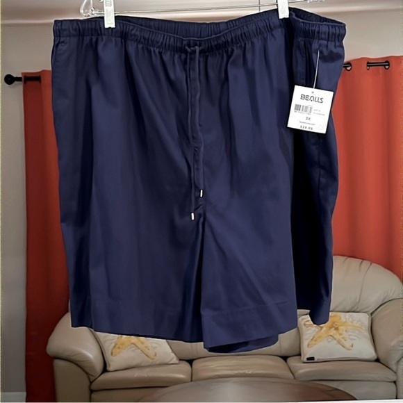 NWT Coral Bay Women’s Plus Size 3X Pull On Stretchy Drawstring Waist Shorts Navy - Picture 1 of 6
